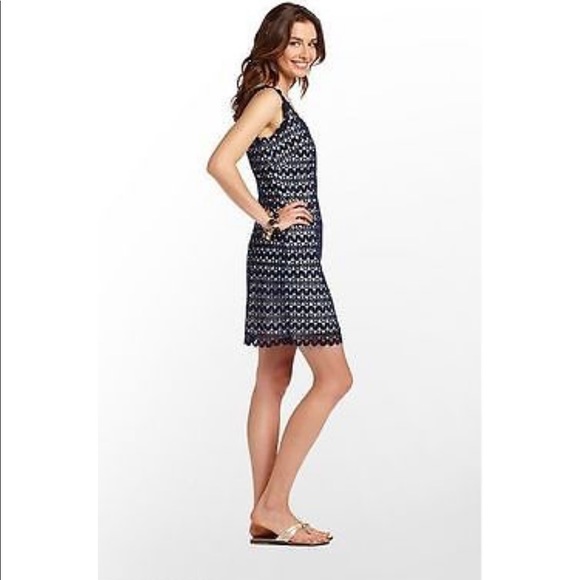 Lilly Pulitzer Lonnie navy shift dress size 0 - Picture 3 of 8